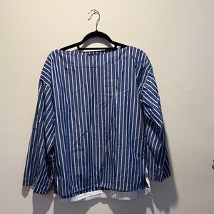 J. Crew Navy and White Striped Top